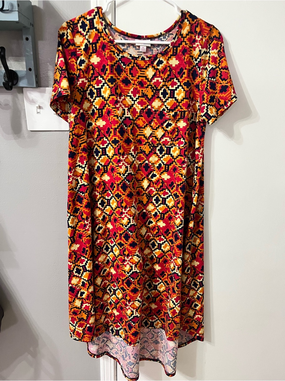 LuLaRoe Carly Swing Dress Size M NWT Geometric Aztec Print High Low